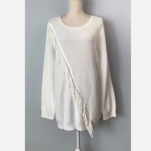 New A Love Story Womens Pullover Sweater Long Sleeve Fringe